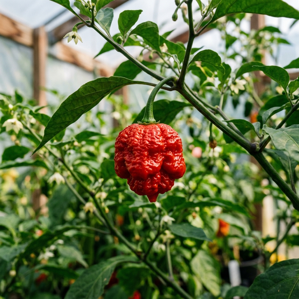 7 Pot Brain Strain chili pepper on the plant