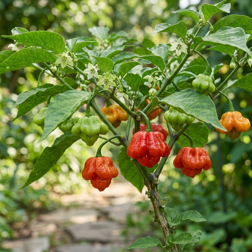 Aji Dulce chili pepper on the plant