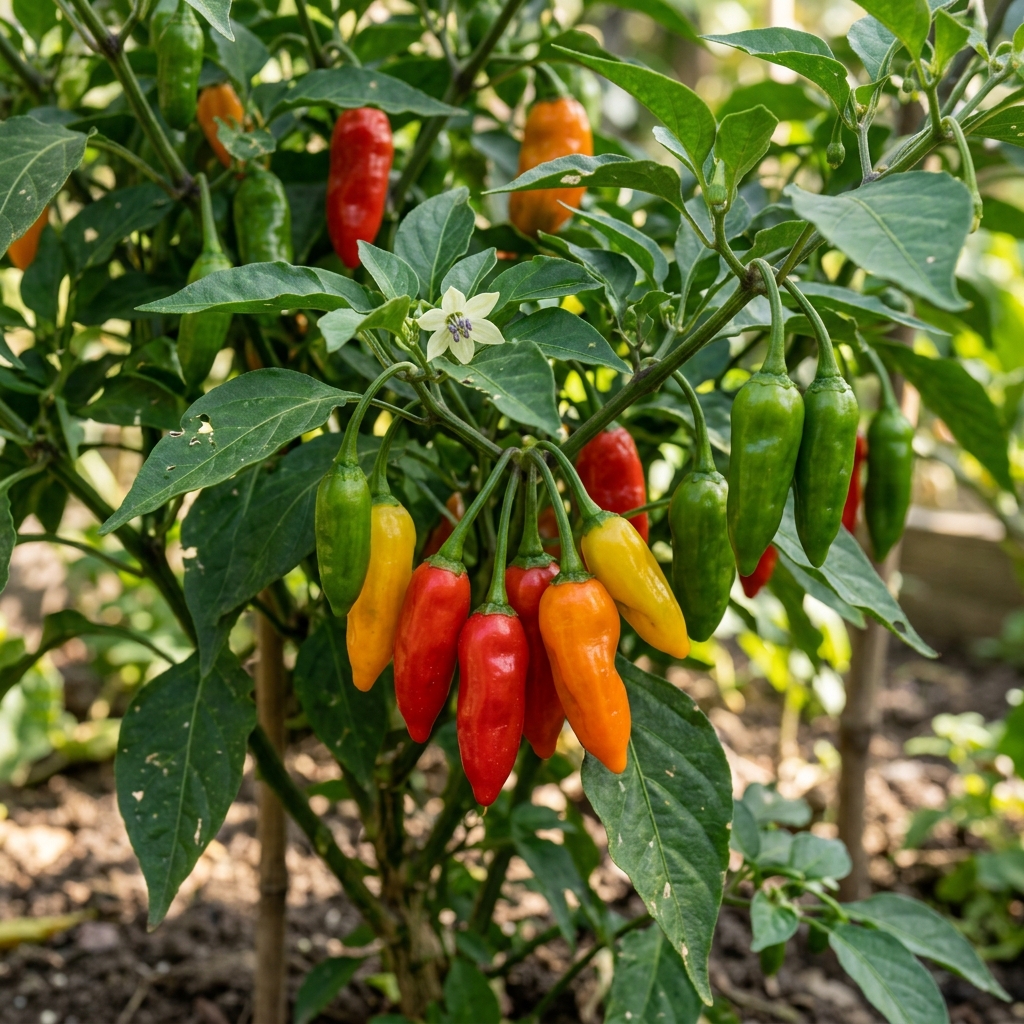Aji Limo chili pepper on the plant