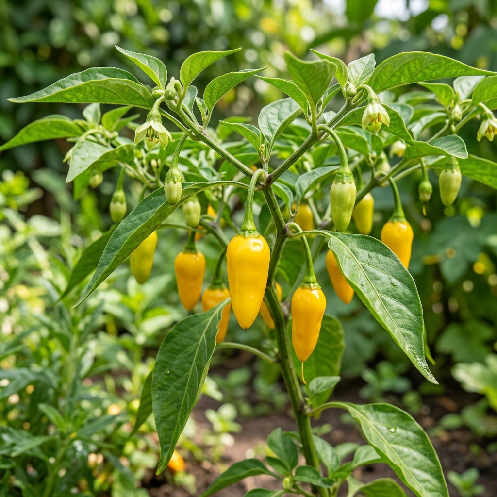 Aji Mochero chili pepper on the plant
