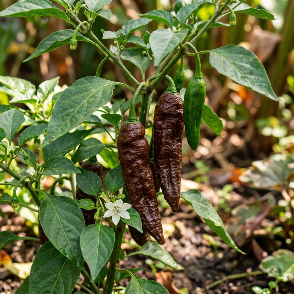 Aji Panca chili pepper on the plant