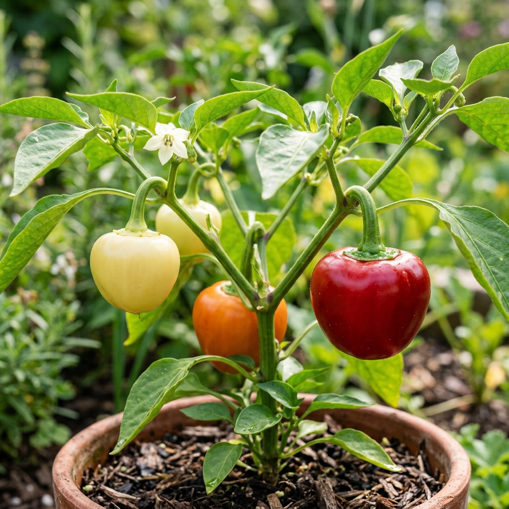 Alma Paprika Pepper chili pepper on the plant