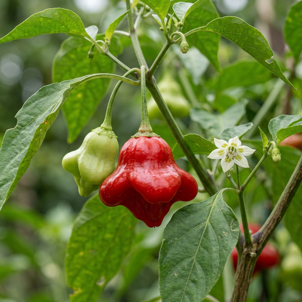 Bishop's Crown Pepper chili pepper on the plant