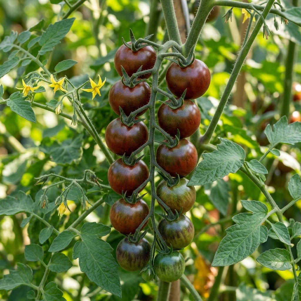 Black Cherry tomato on the plant