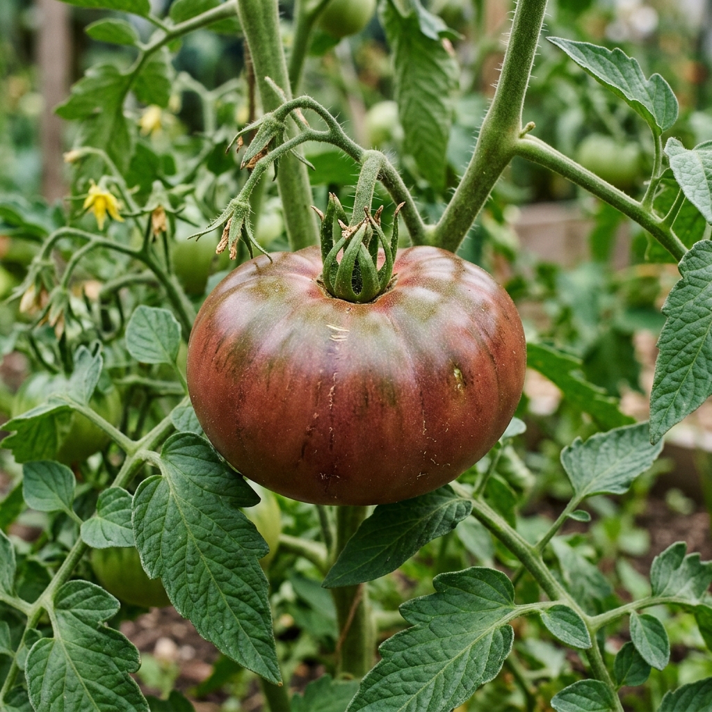 Black Krim tomato on the plant