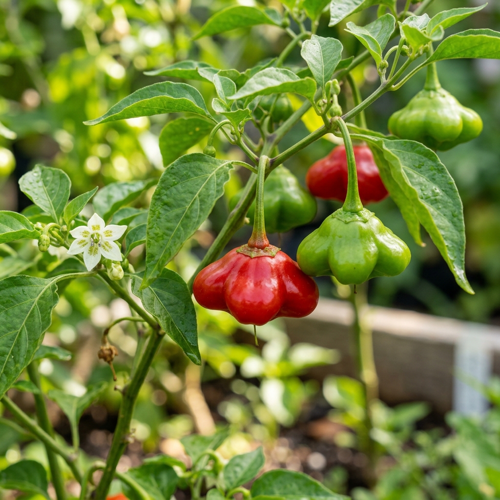Brazilian Starfish Pepper chili pepper on the plant