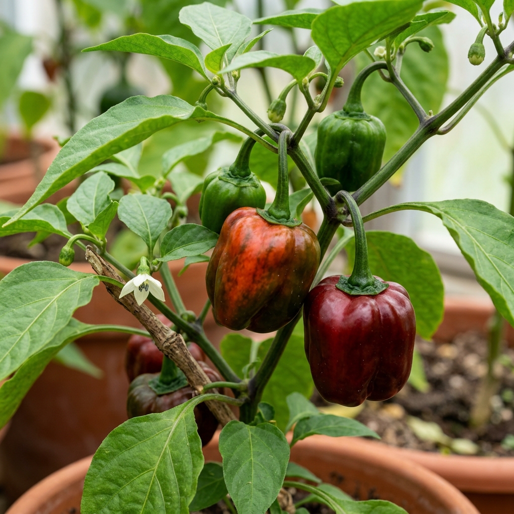 Chilhuacle Rojo Pepper chili pepper on the plant