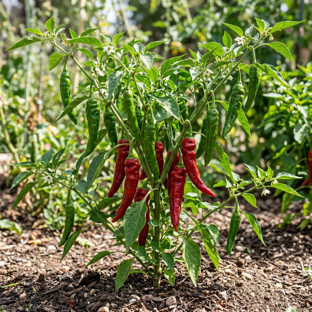 Chimayo Pepper chili pepper on the plant