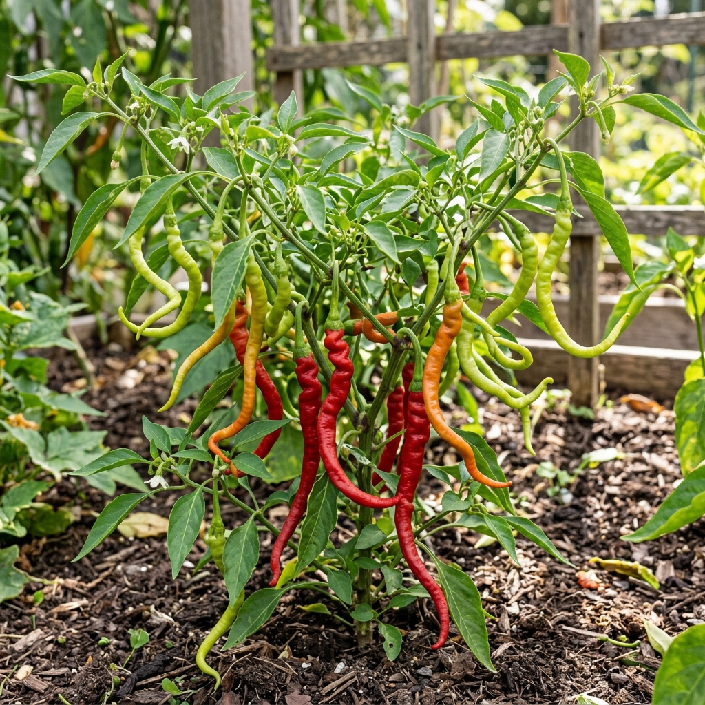 Corbaci Pepper chili pepper on the plant