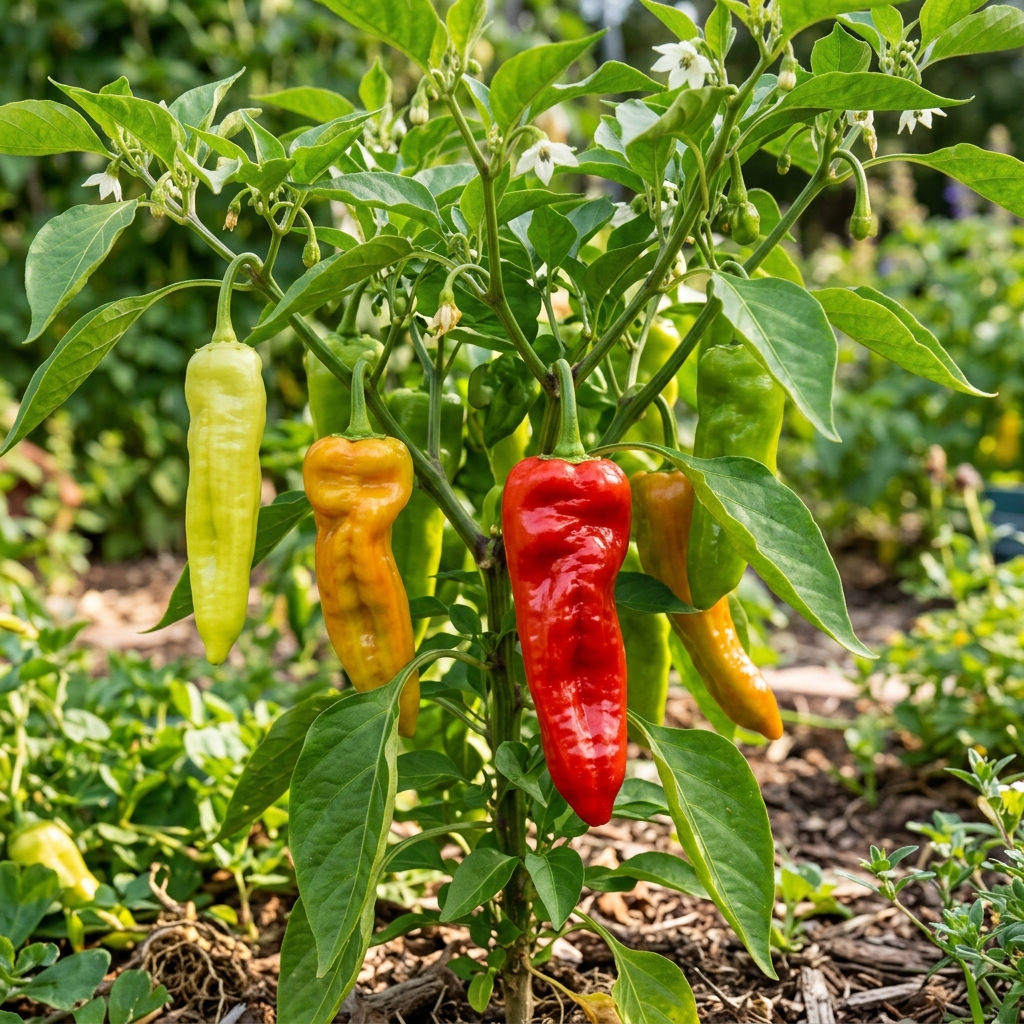Cubanelle Pepper chili pepper on the plant