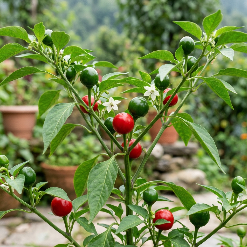 Dalle Khursani chili pepper on the plant