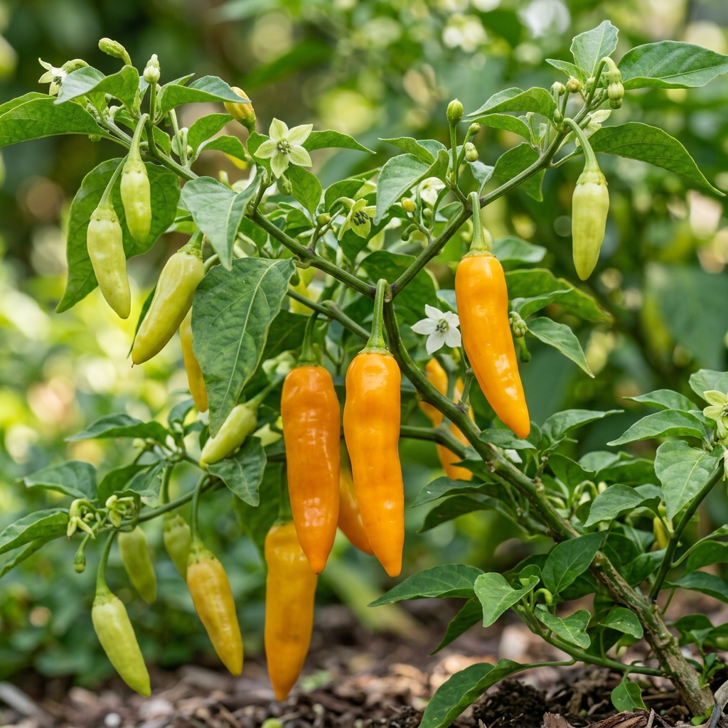 Datil Pepper chili pepper on the plant