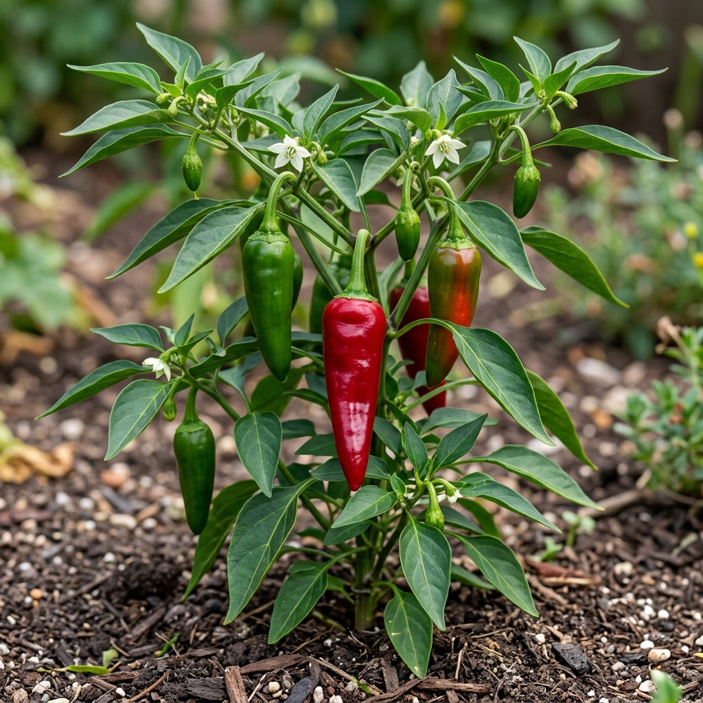 Espelette chili pepper on the plant