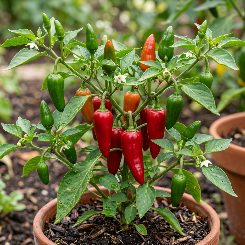 Fresno Pepper chili pepper on the plant