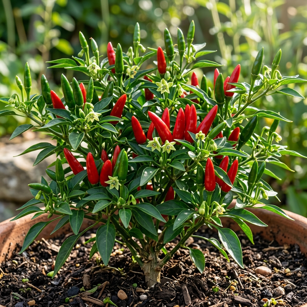 Malagueta Pepper chili pepper on the plant