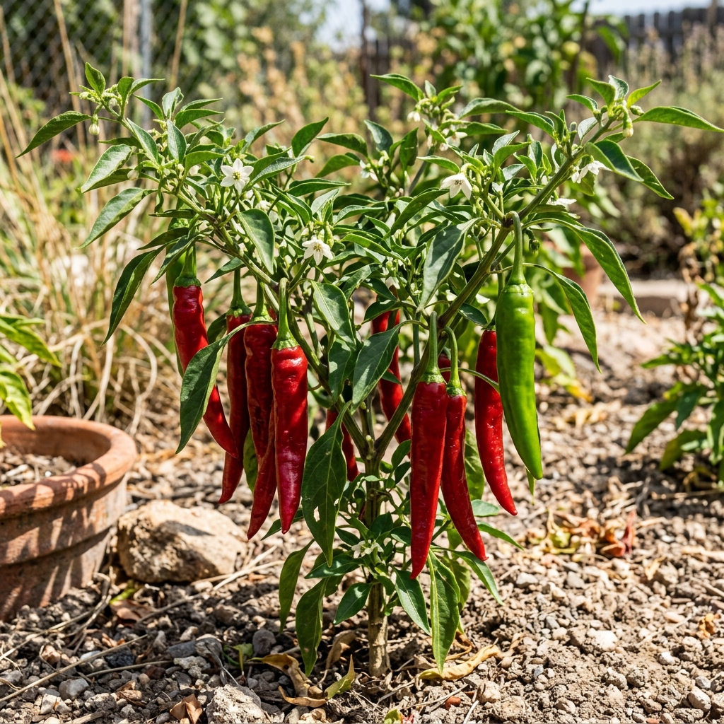 Mathania Pepper chili pepper on the plant