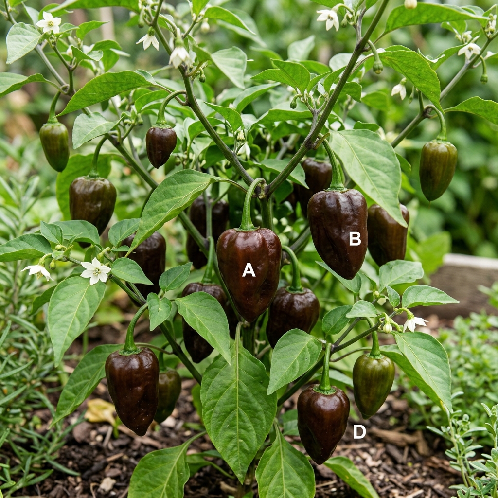Mulato Pepper chili pepper on the plant