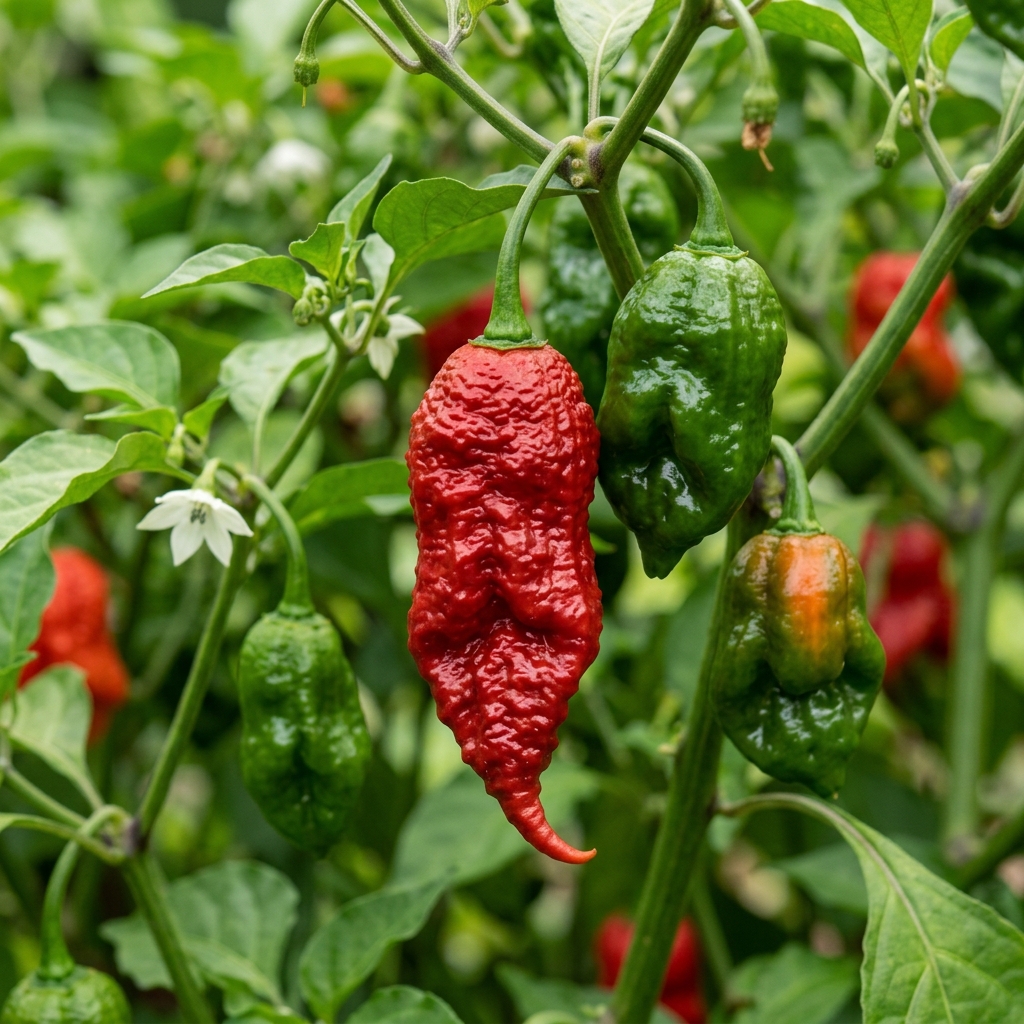 Naga Viper Pepper chili pepper on the plant