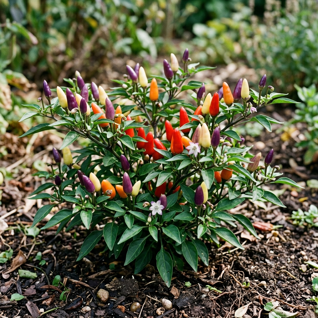 NuMex Twilight chili pepper on the plant