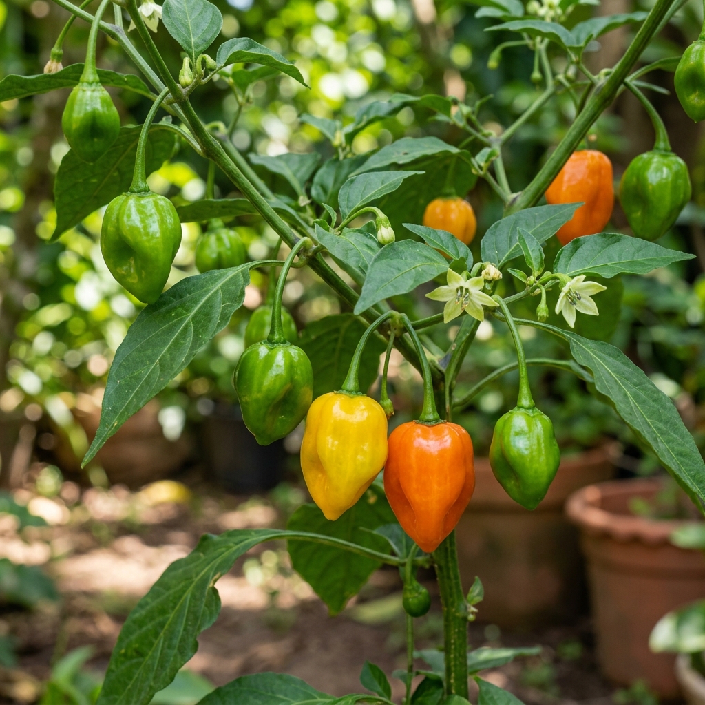 Pimenta de Cheiro chili pepper on the plant