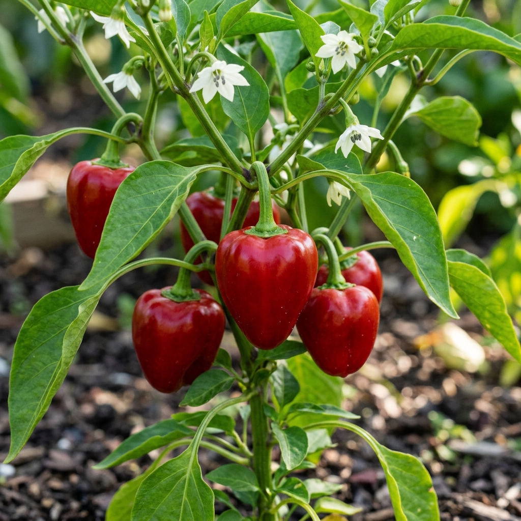 Pimiento Pepper chili pepper on the plant