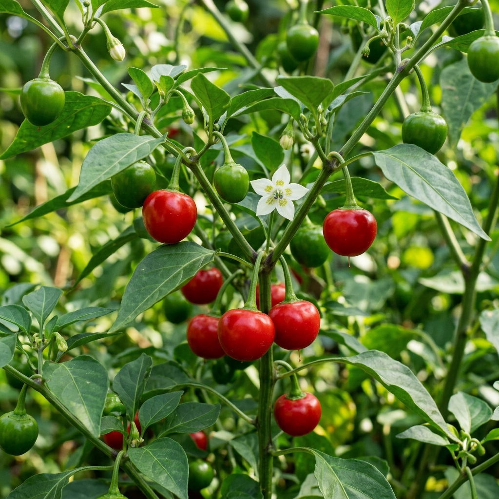 Piquanté Pepper chili pepper on the plant
