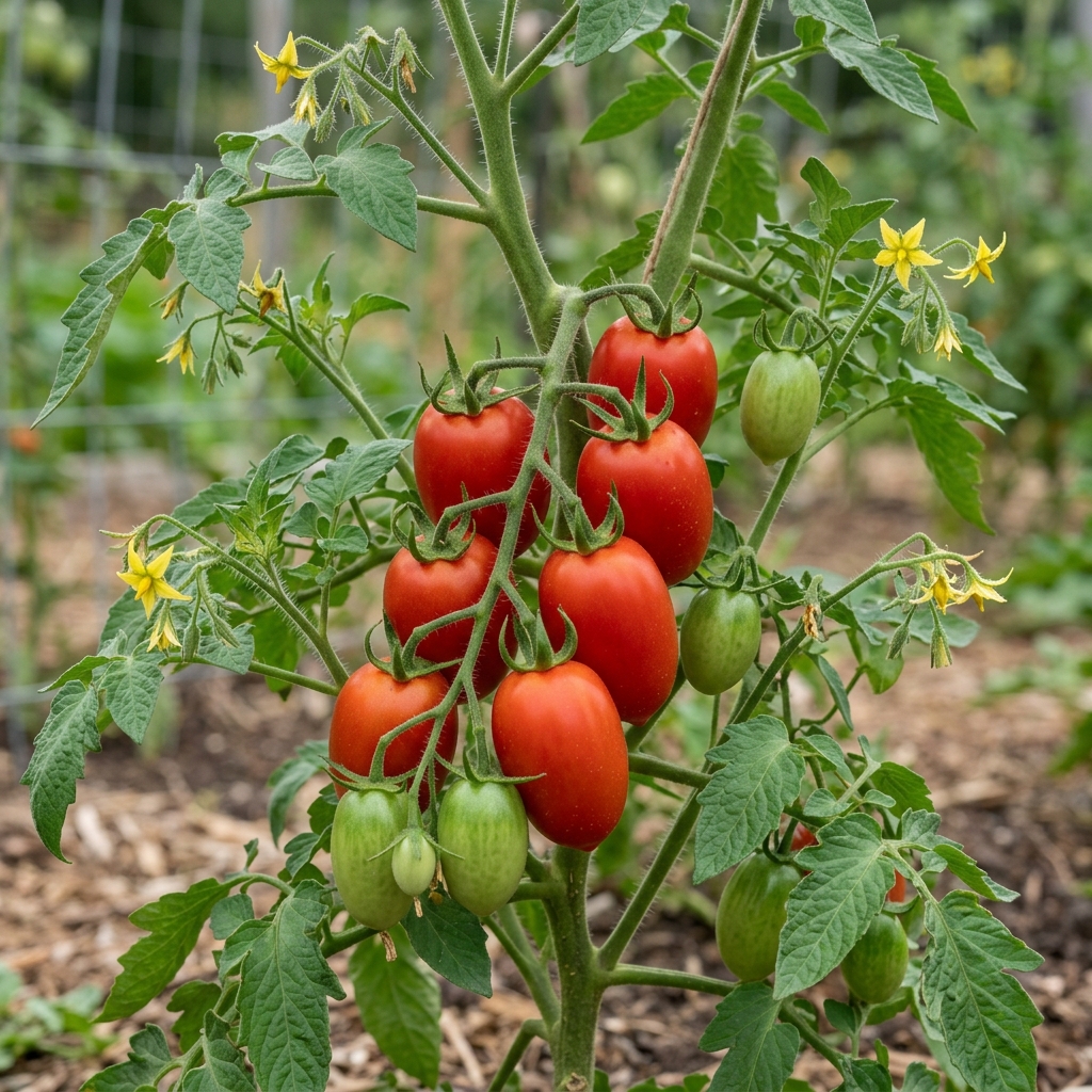 Roma tomato on the plant