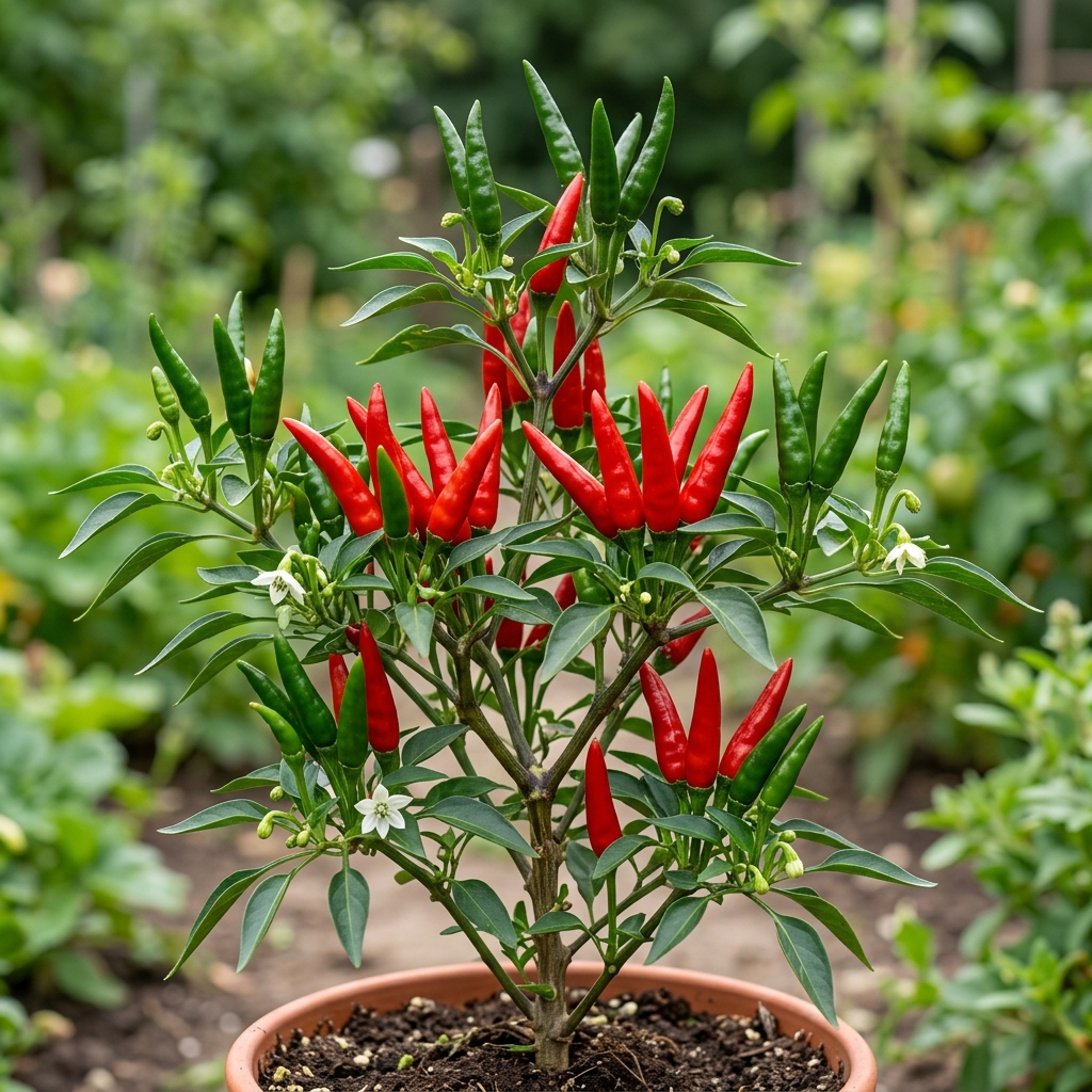 Tien Tsin Pepper chili pepper on the plant