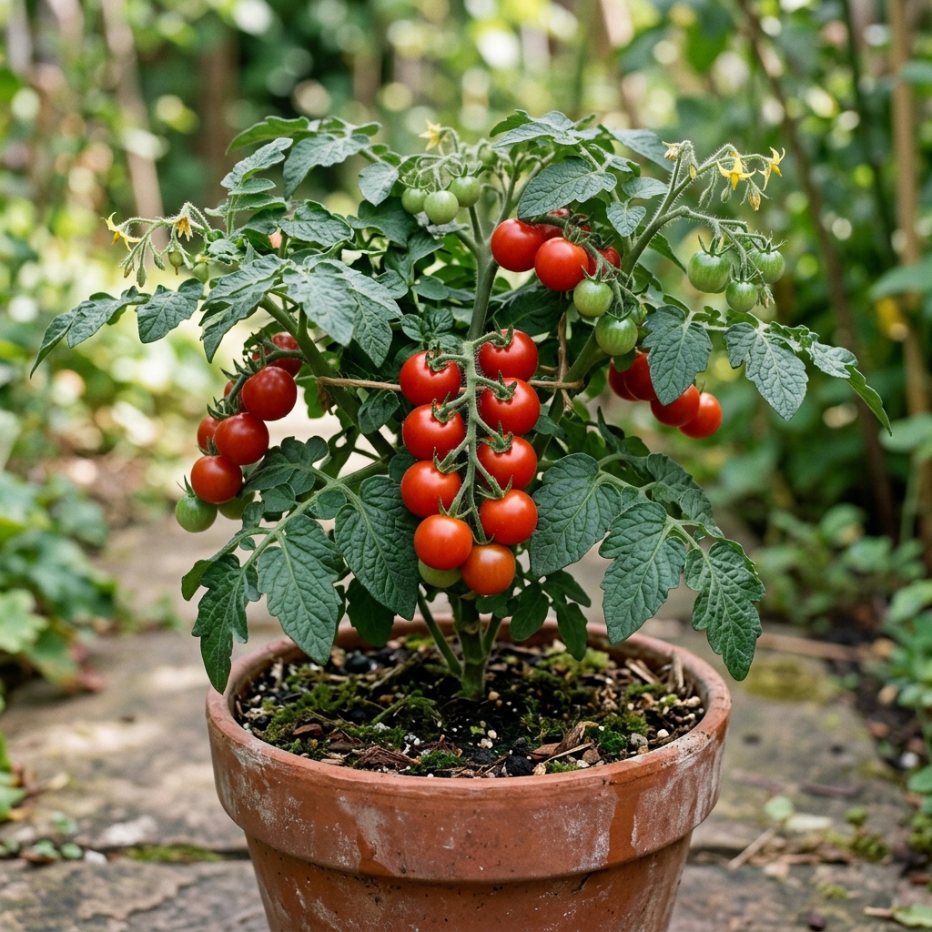 Tiny Tim tomato on the plant