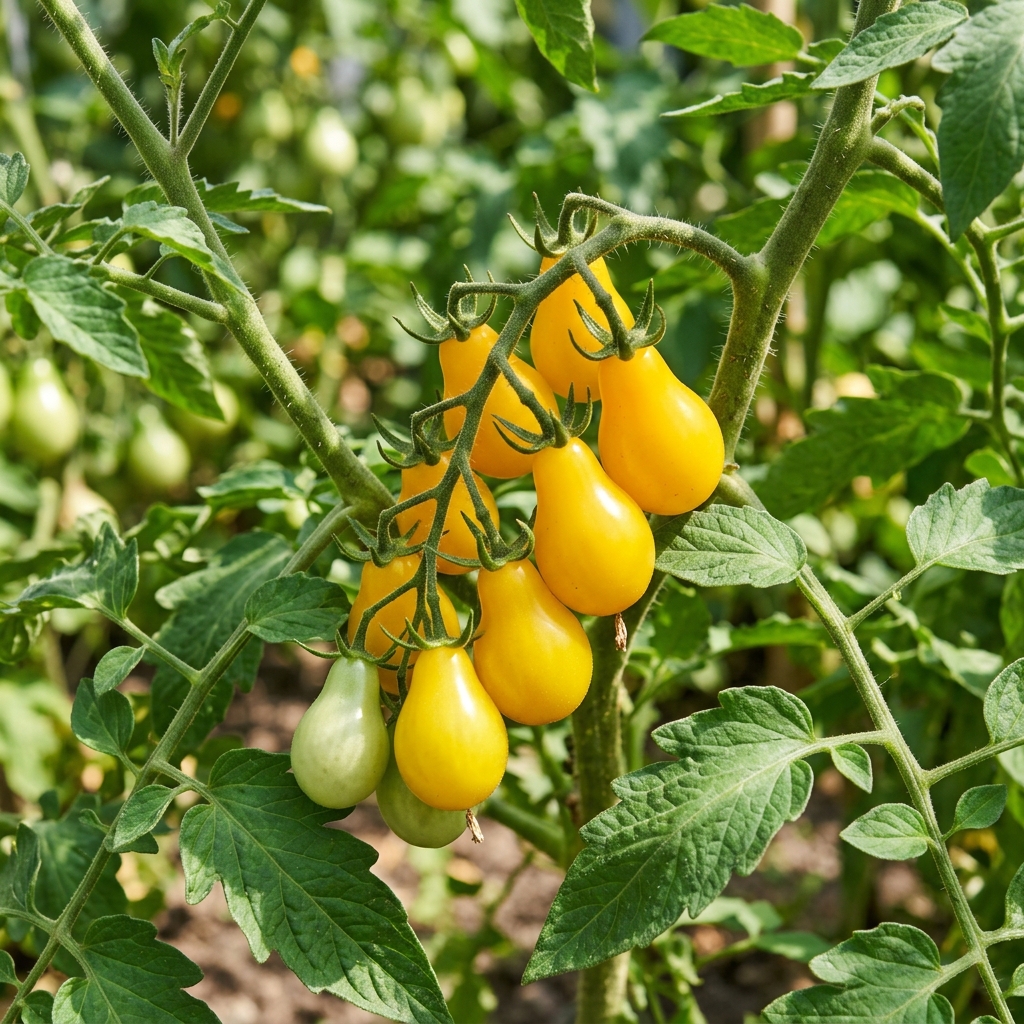 Yellow Pear tomato on the plant