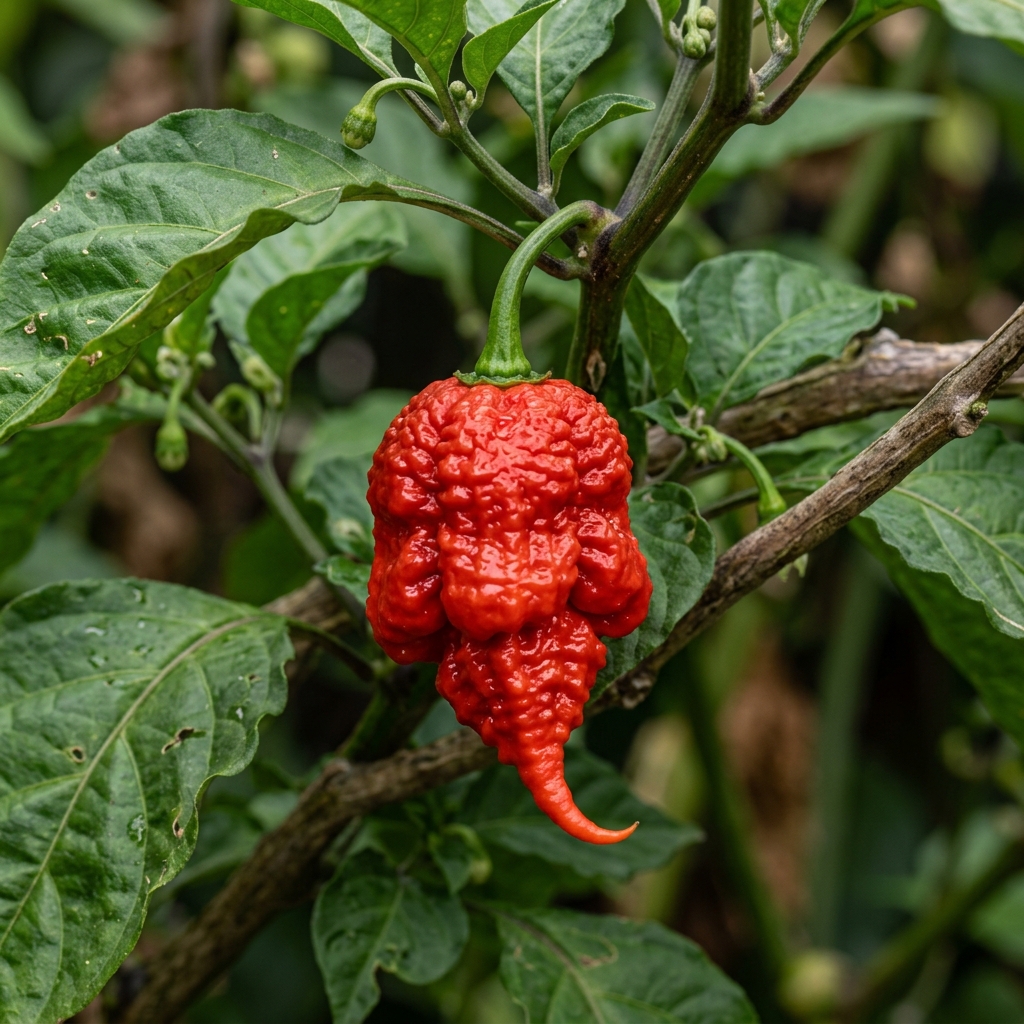 Apocalypse Scorpion Pepper chili pepper on the plant
