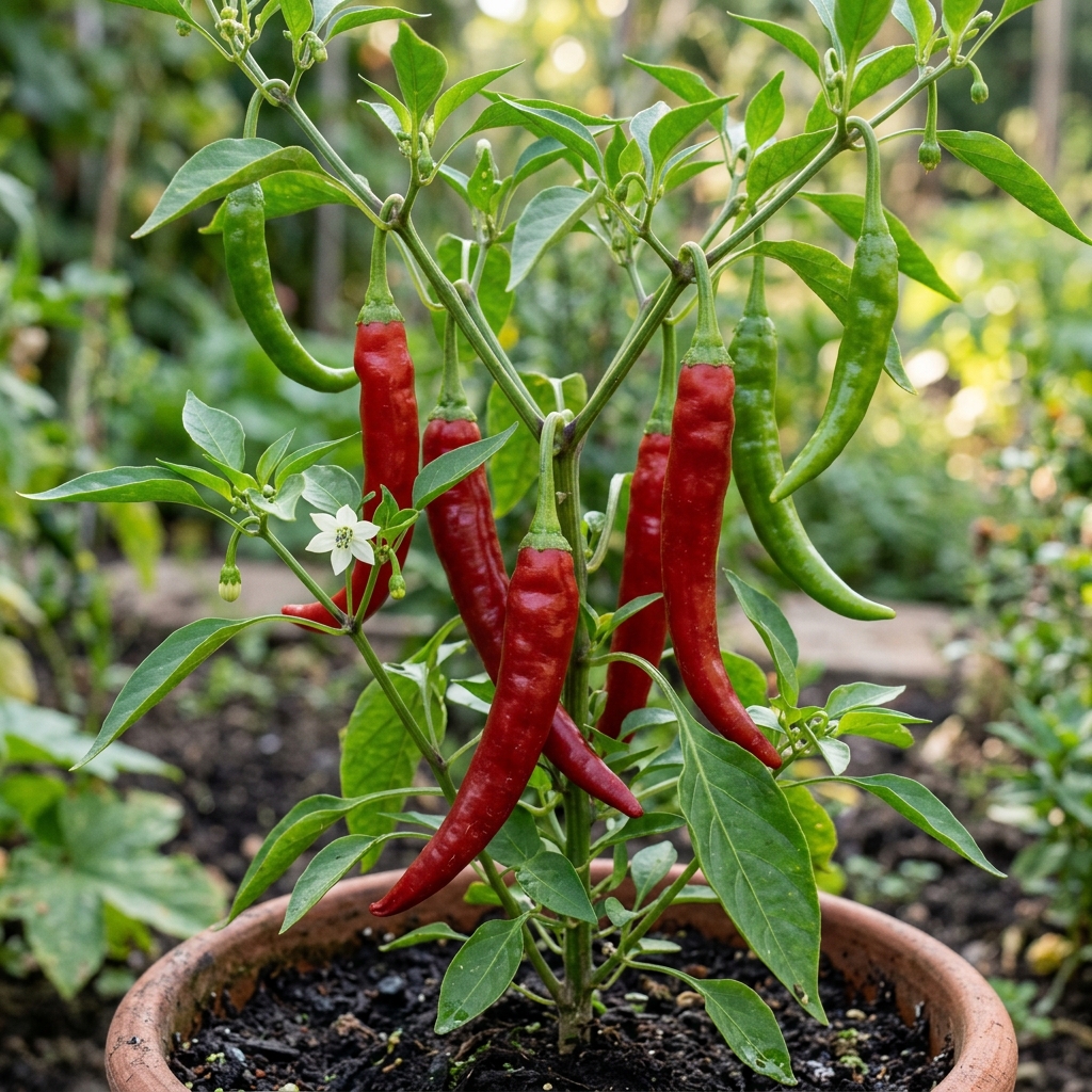 Cacho de Cabra Pepper chili pepper on the plant