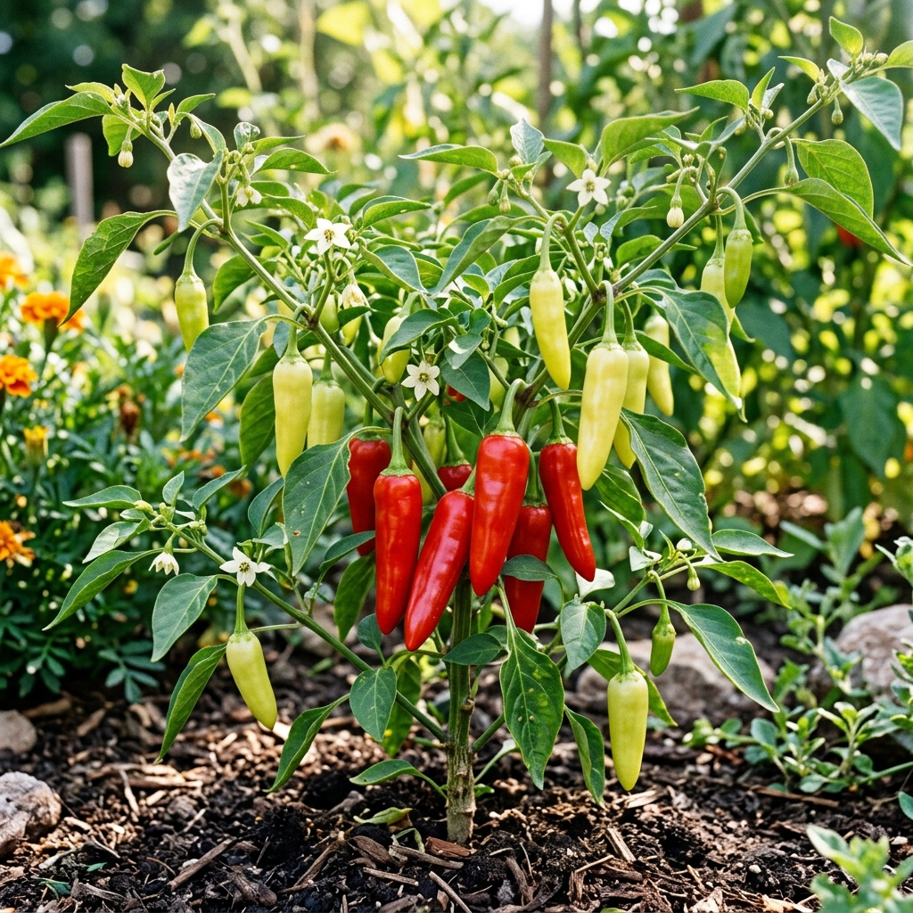 Chile de Agua chili pepper on the plant