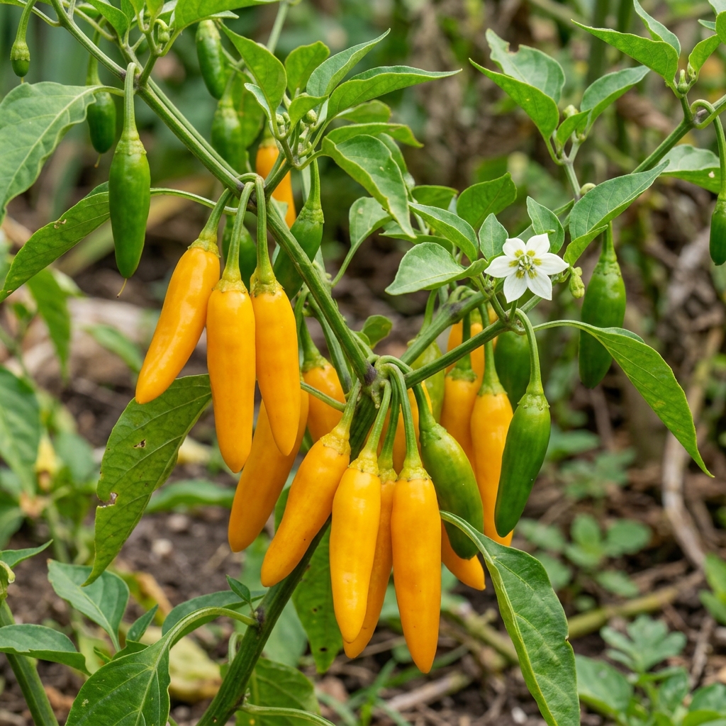 Criolla Sella Pepper chili pepper on the plant