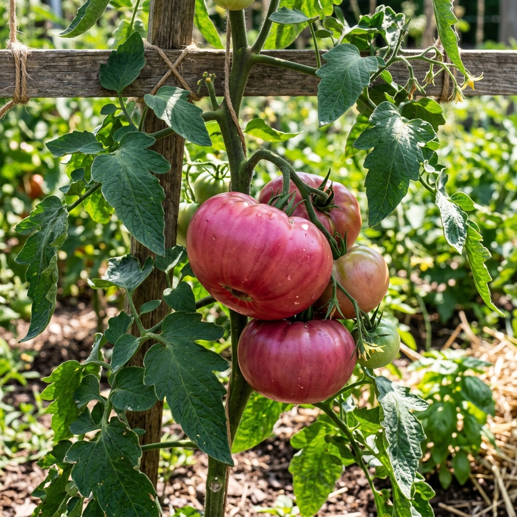 Pruden's Purple tomato on the plant