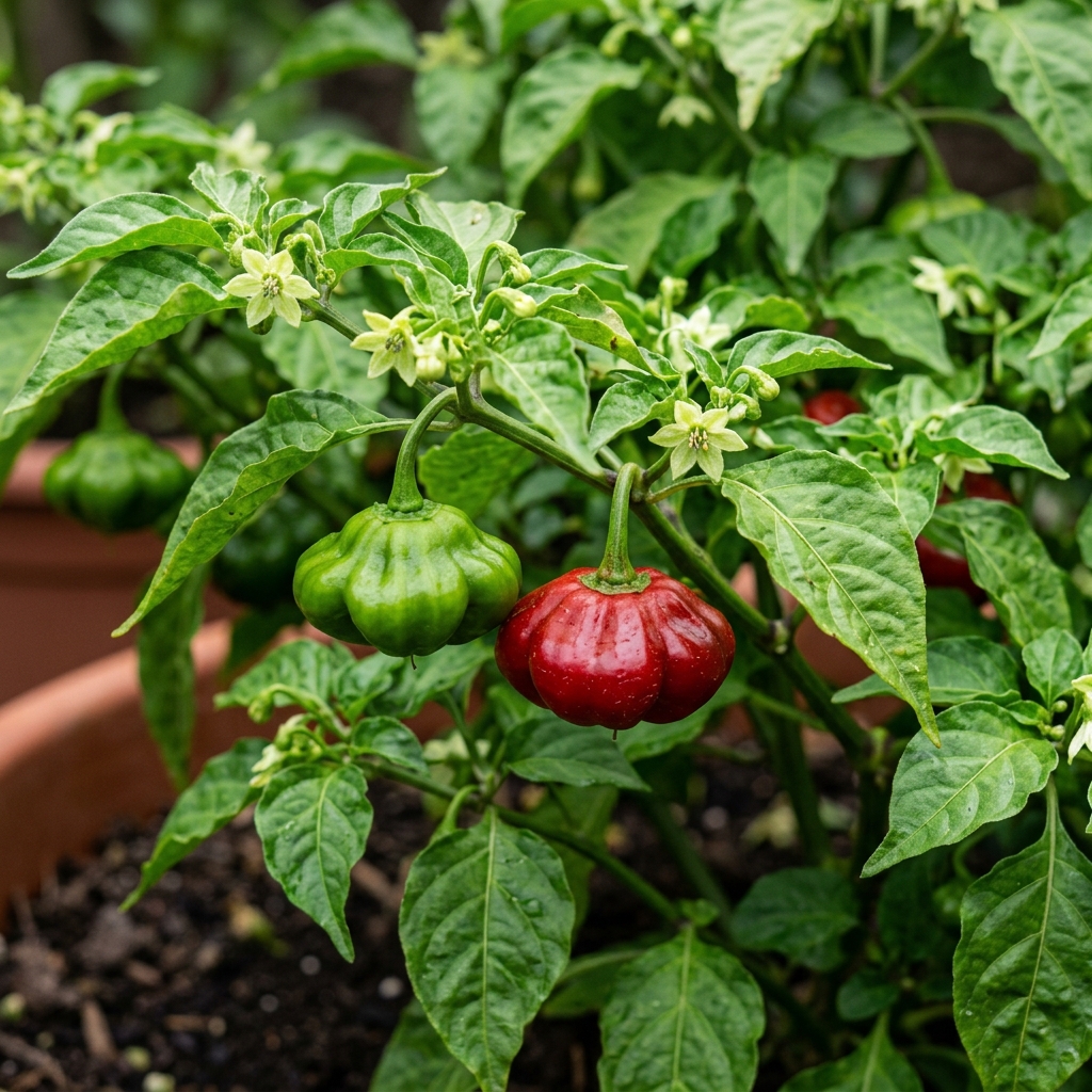Rocotillo Pepper chili pepper on the plant