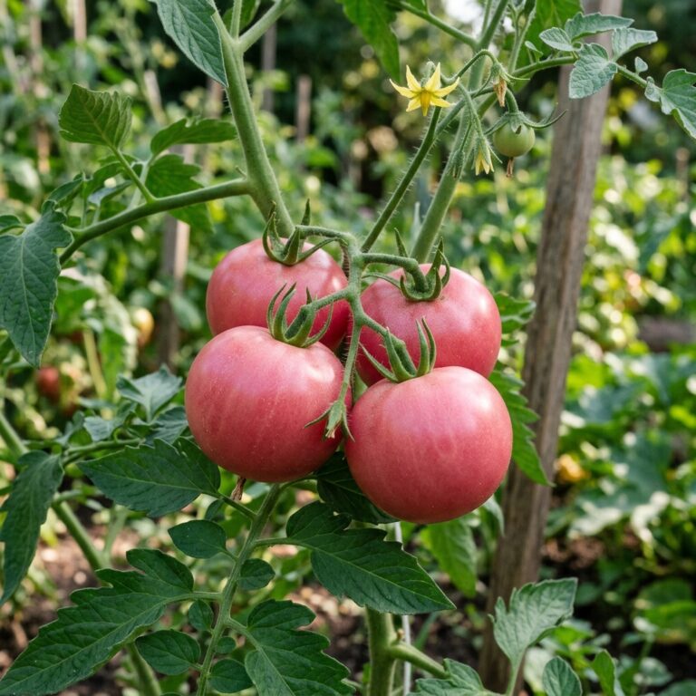 Rose de Berne tomato on the plant